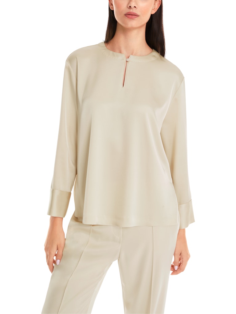 Kragenlose Bluse - Uni und mit Glanz