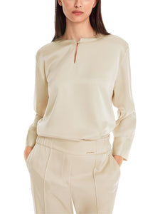 Kragenlose Bluse - Uni und mit Glanz