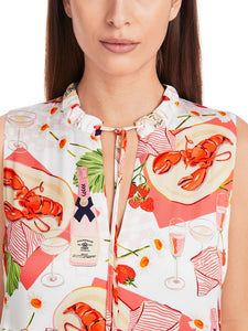 Ärmelloses Minikleid mit Lobster-Print