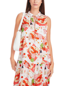 Ärmelloses Minikleid mit Lobster-Print