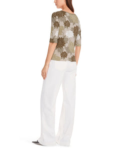 Florales Rippen-T-Shirt