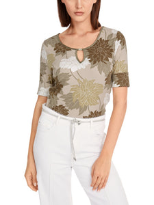 Florales Rippen-T-Shirt