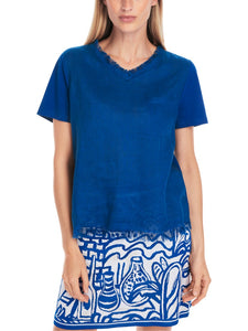 Luftiges T-Shirt mit Leinen