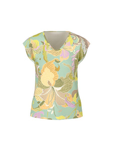 T-Shirt mit exotischem Blatt-Motiv