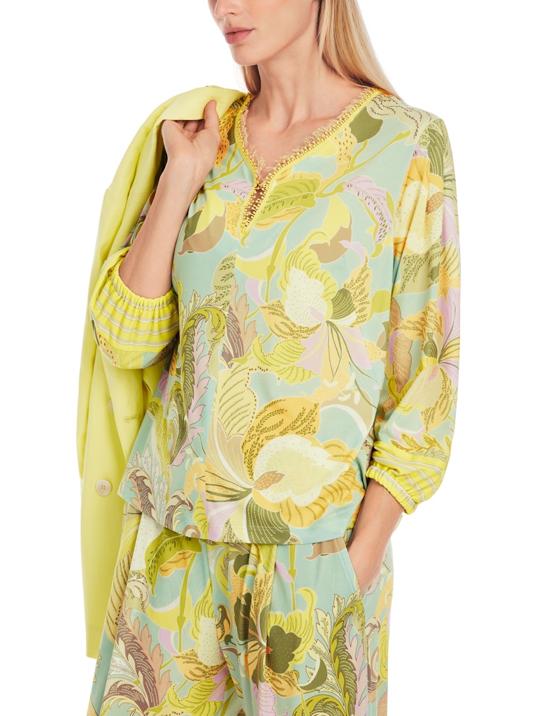 Weite Bluse mit Blatt-Motiv