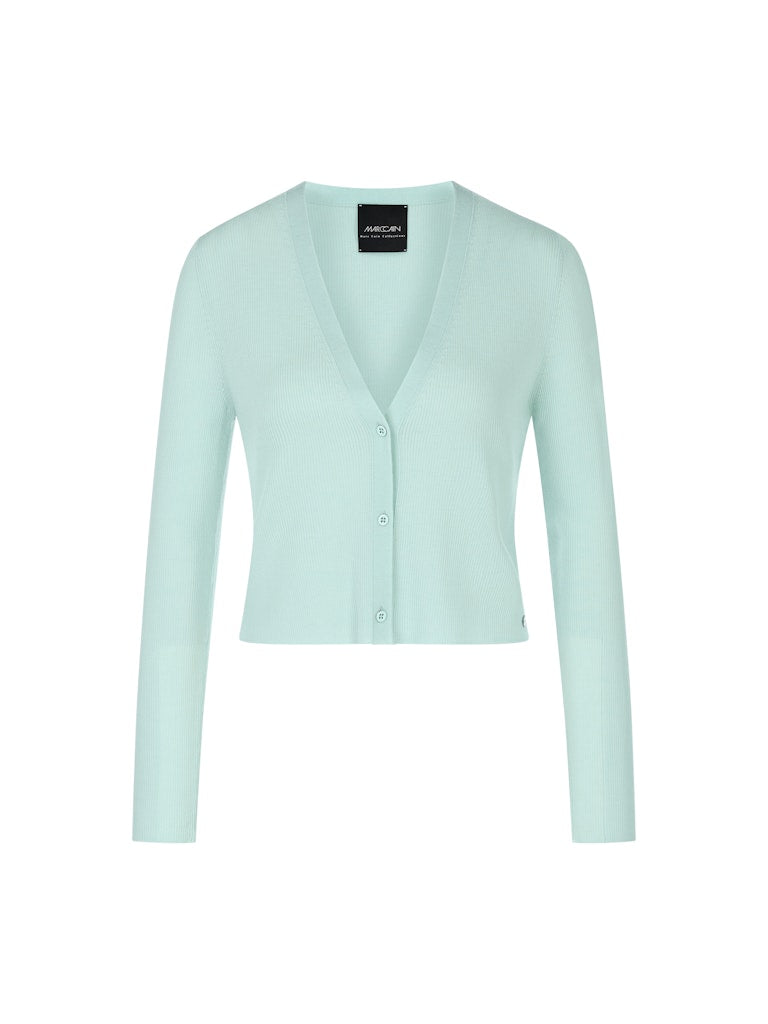 Uni Cardigan mit V-Neck - 100 % Wolle