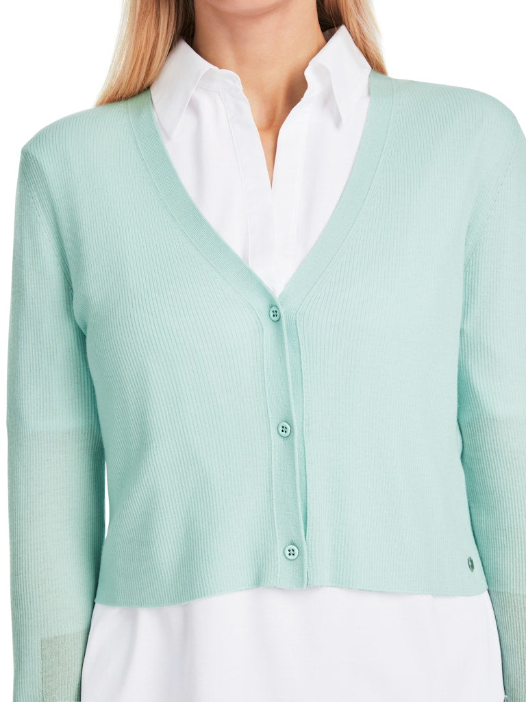 Uni Cardigan mit V-Neck - 100 % Wolle
