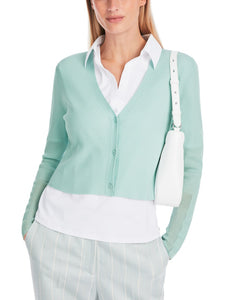Uni Cardigan mit V-Neck - 100 % Wolle