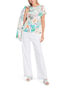 Oversized T-Shirt mit Blatt-Dessin