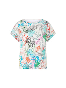 Oversized T-Shirt mit Blatt-Dessin