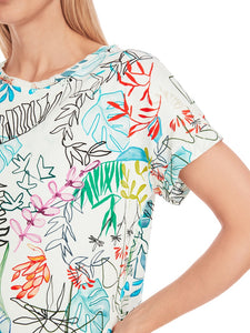 Oversized T-Shirt mit Blatt-Dessin
