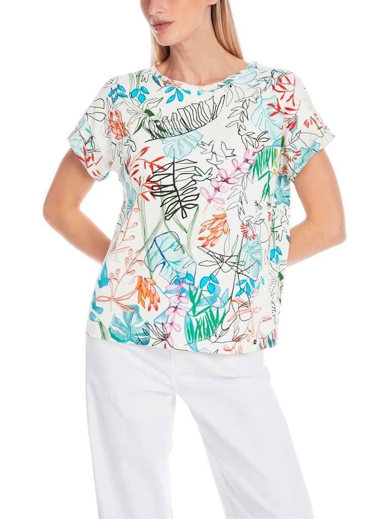 Oversized T-Shirt mit Blatt-Dessin