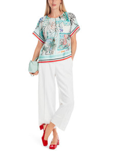 Seidenbluse in Kimono-Form - mit Print
