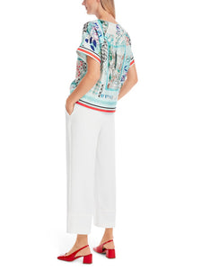 Seidenbluse in Kimono-Form - mit Print