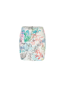 Schmaler Mini Rock mit artsy Blatt-Motiv