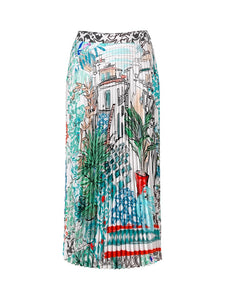 Midi Plissee Rock - mit Print