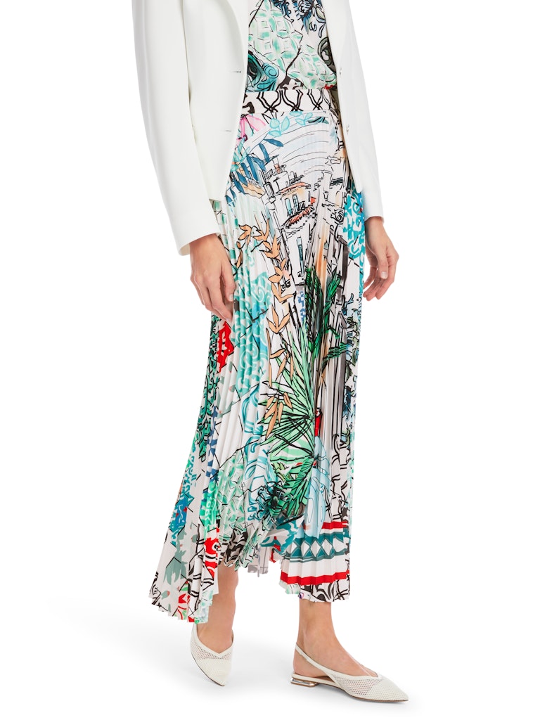 Midi Plissee Rock - mit Print