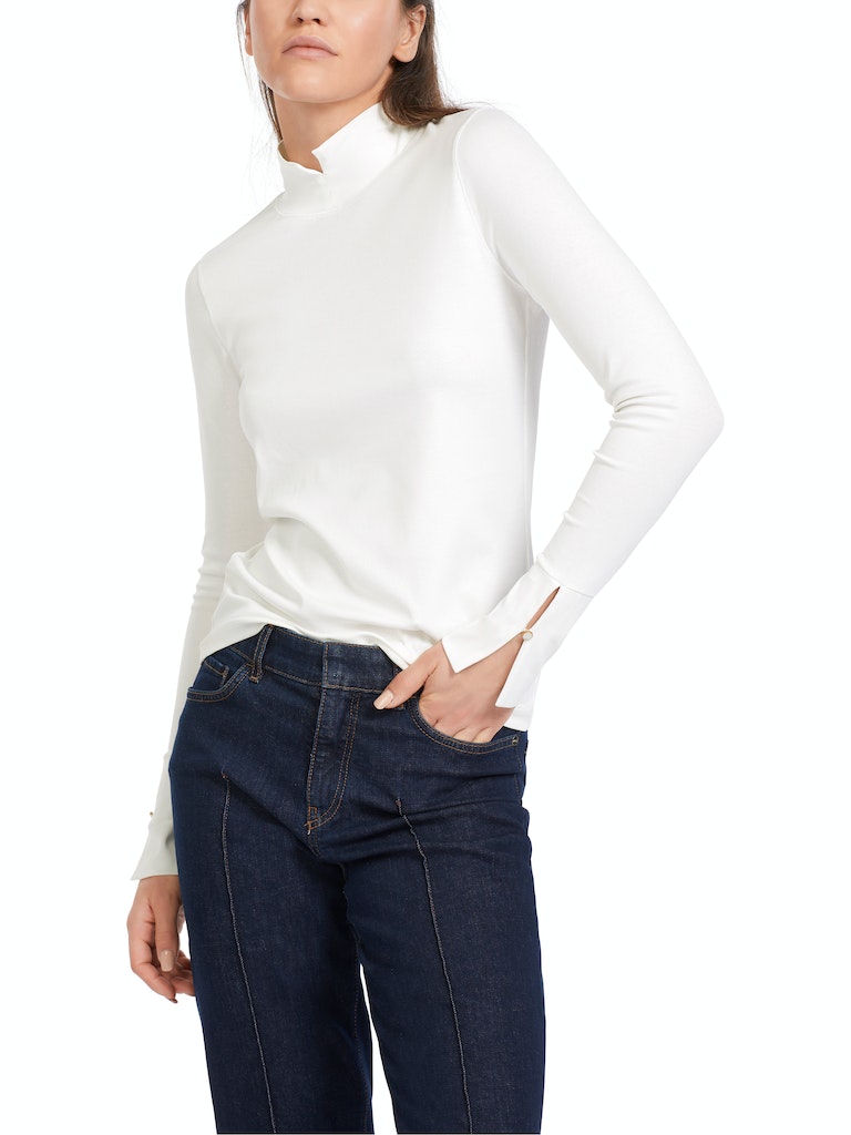 T-Shirt mit geschlitztem Rollkragen