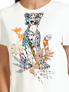 T-Shirt mit Tiger-Applikation