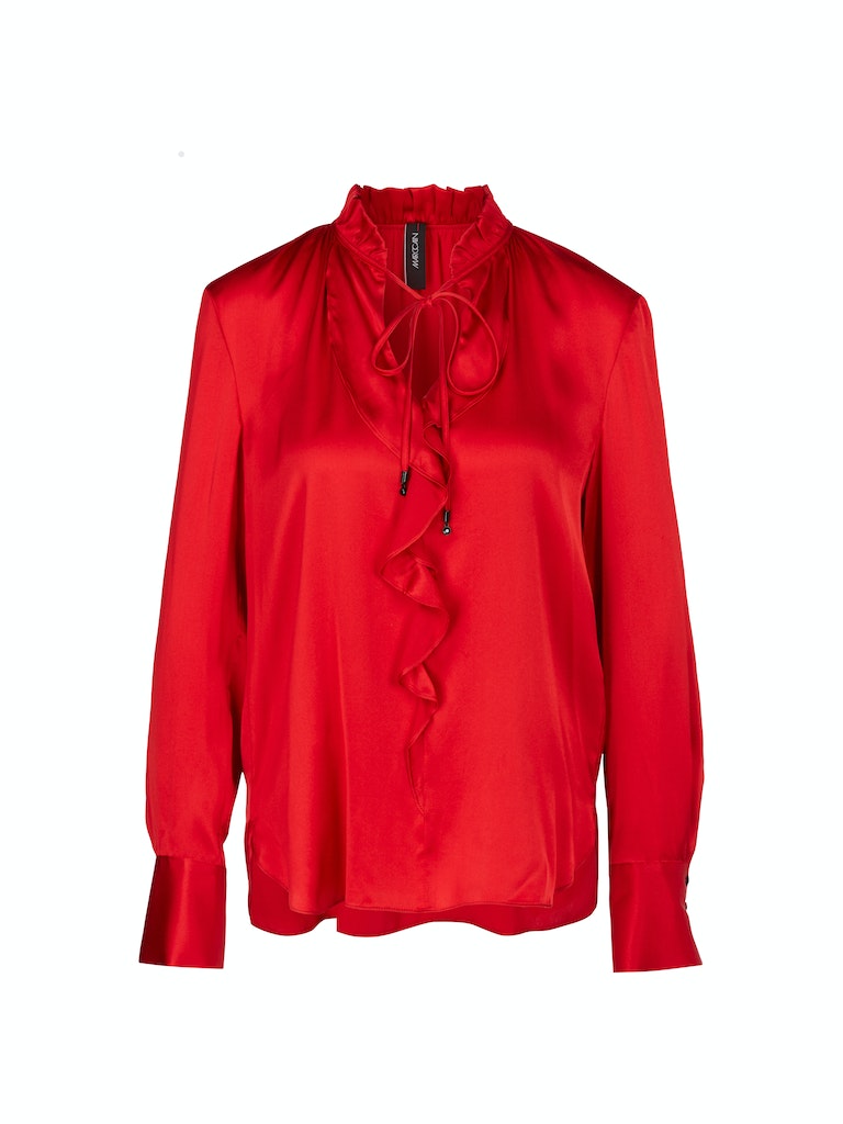 Seidenbluse mit Rüschen und Volant