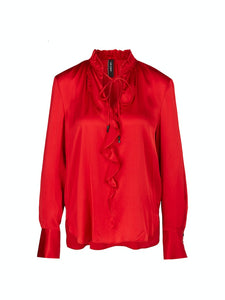 Seidenbluse mit Rüschen und Volant