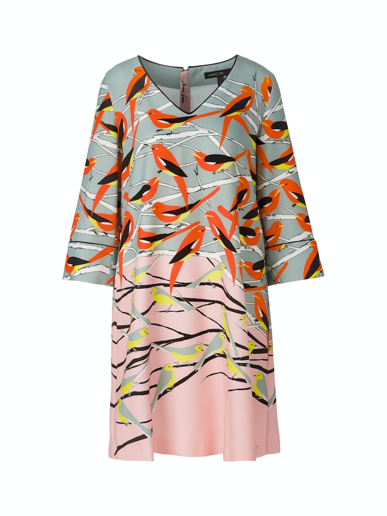 Legeres Kleid mit Vogel-Dessin