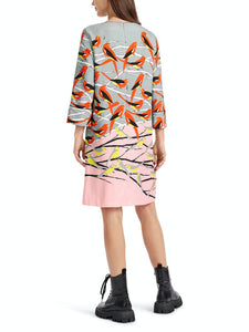 Legeres Kleid mit Vogel-Dessin