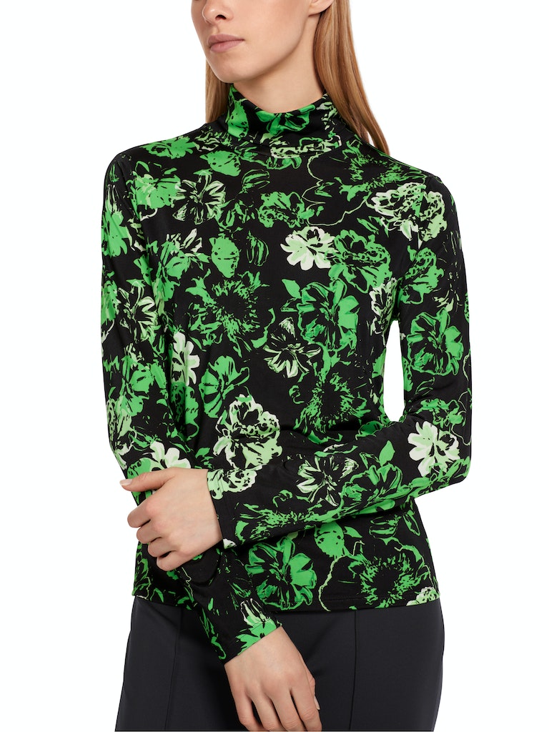 Rollkragen-T-Shirt im Blumen-Dessin
