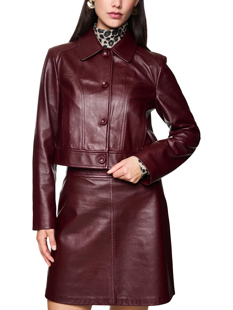 Kurze Lederjacke mit Kragen