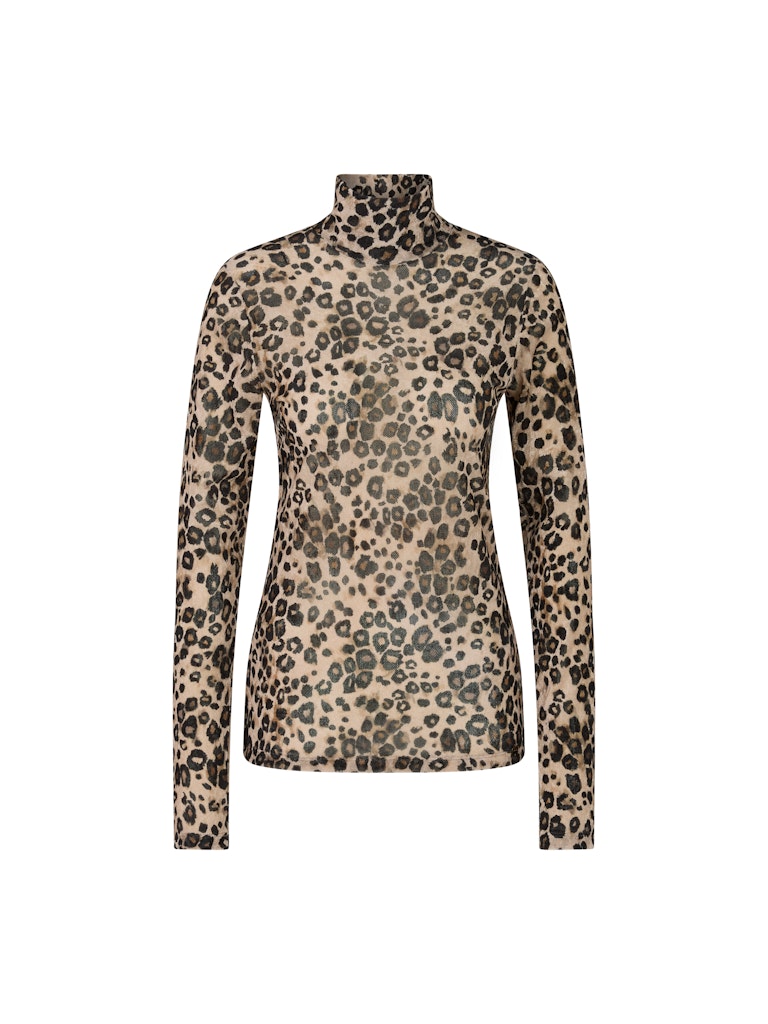 Semi-transparentes Oberteil mit Leo-Print