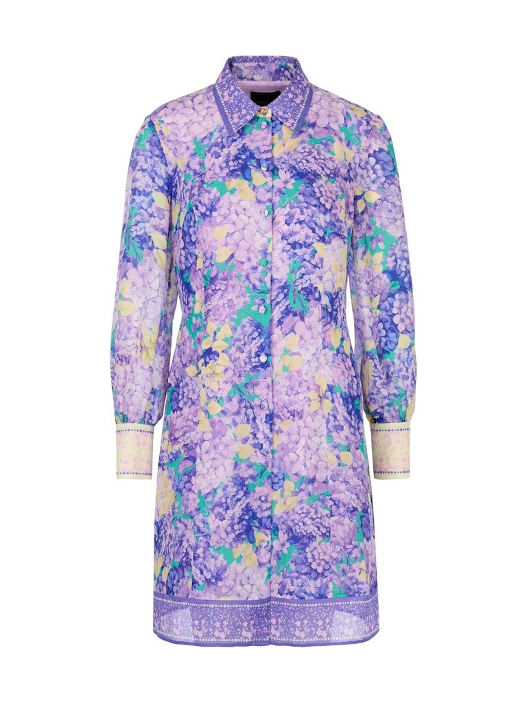 Kurzes Hemdblusenkleid mit Blumen-Print
