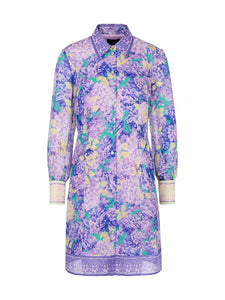 Kurzes Hemdblusenkleid mit Blumen-Print