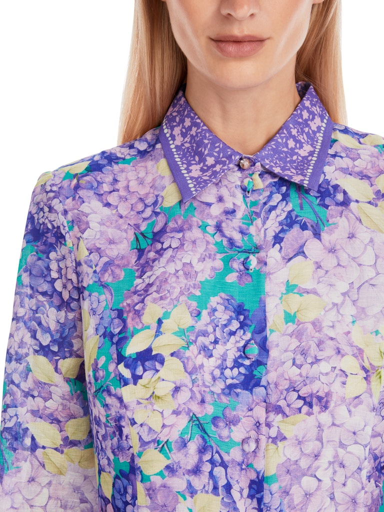 Kurzes Hemdblusenkleid mit Blumen-Print