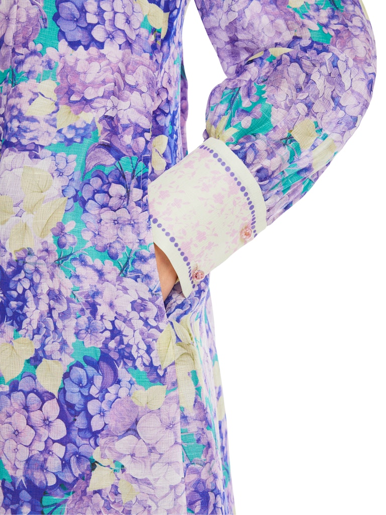 Kurzes Hemdblusenkleid mit Blumen-Print