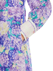 Kurzes Hemdblusenkleid mit Blumen-Print