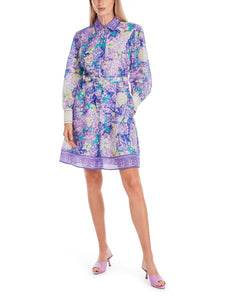 Kurzes Hemdblusenkleid mit Blumen-Print
