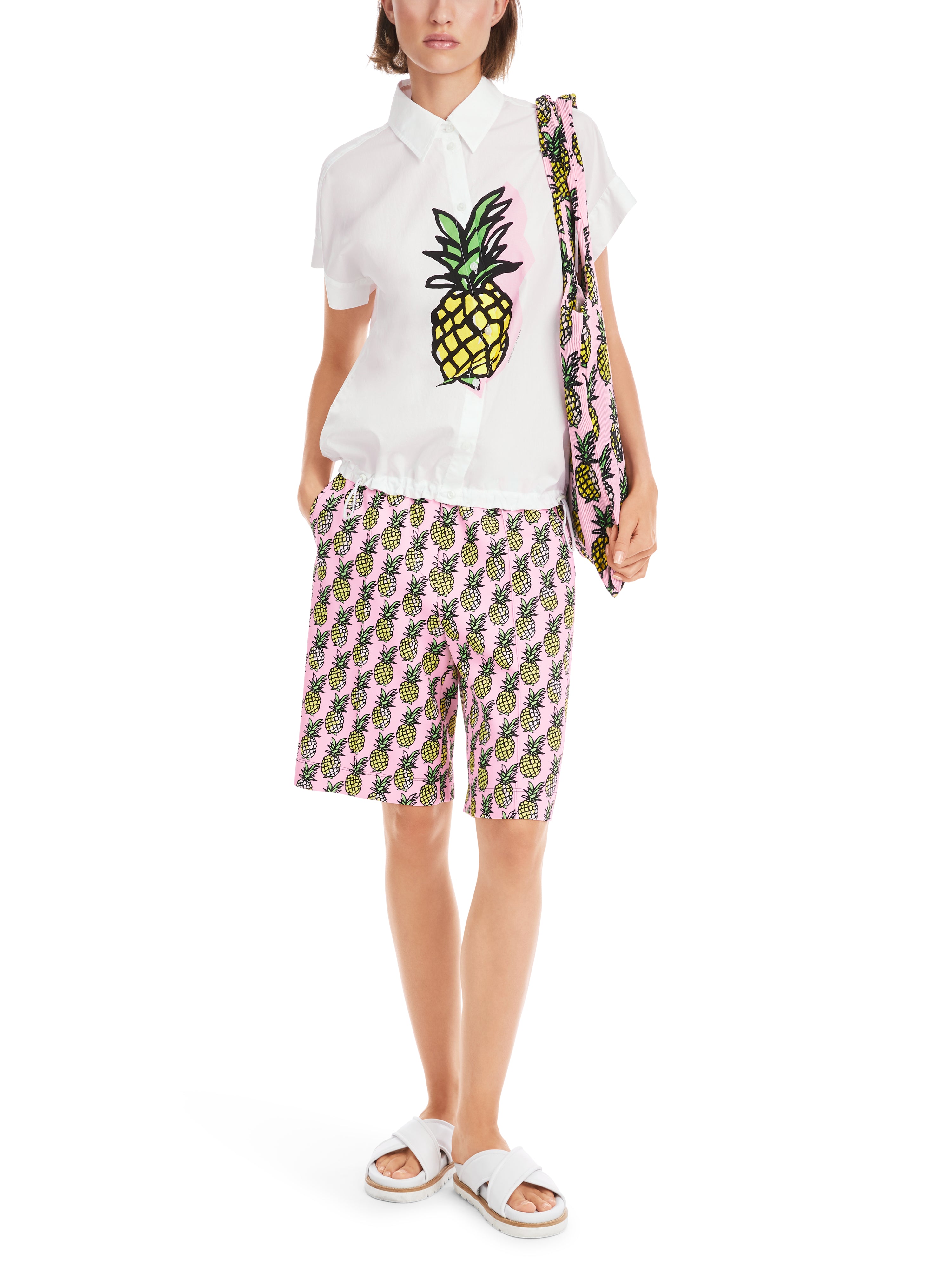 Bedruckte Bluse "Rethink Together"