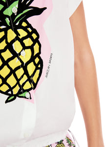 Bedruckte Bluse "Rethink Together"