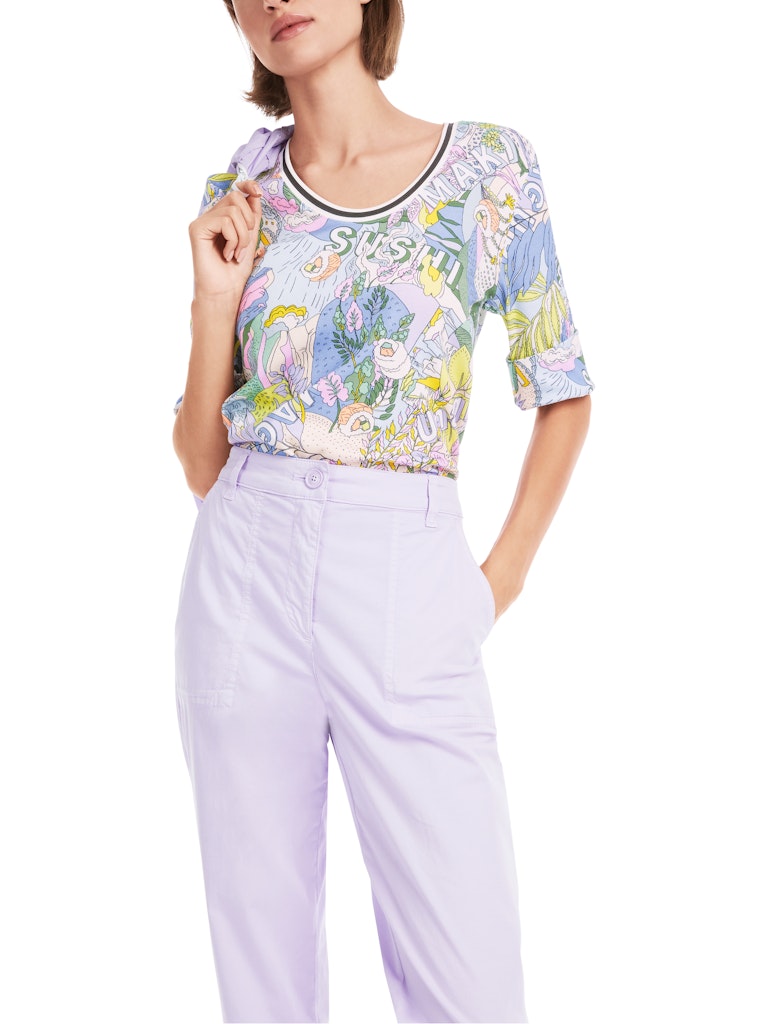 Rippen-T-Shirt mit Sushi-Print