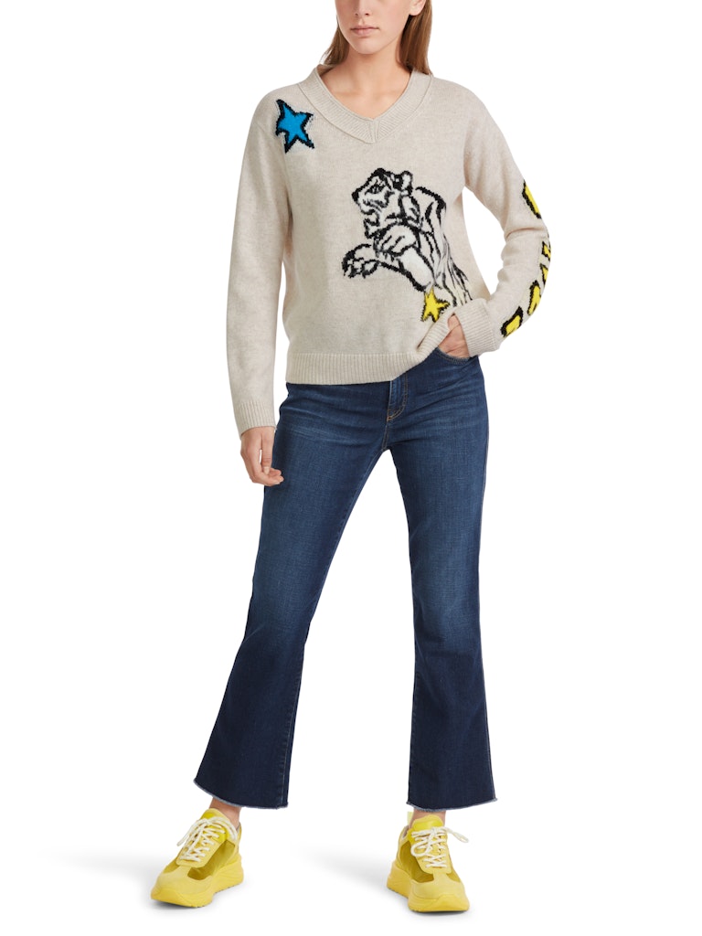 Wollsweater mit Motiv „Rethink Together”