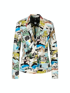 Taillierter Blazer mit Allover-Print