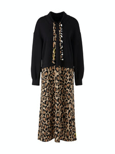 Two-in-One-Kleid mit Leo-Print
