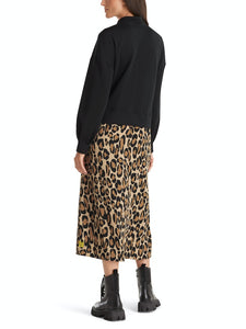 Two-in-One-Kleid mit Leo-Print