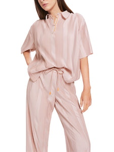 Cropped Poloshirt mit Plissee