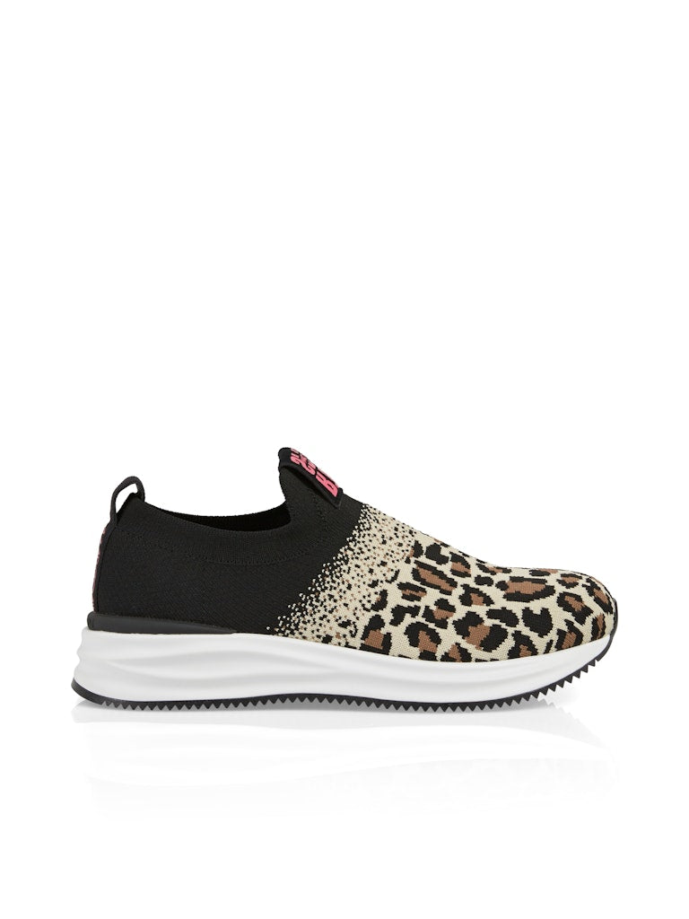 Strick-Sneaker mit Leo-Print
