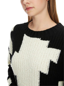 Chickcheck-Sweater aus Wolle