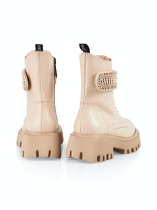 Biker-Bootie mit Schmuckdetail