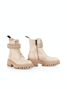 Biker-Bootie mit Schmuckdetail