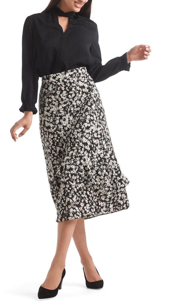 Volantrock mit Millefleurs-Print